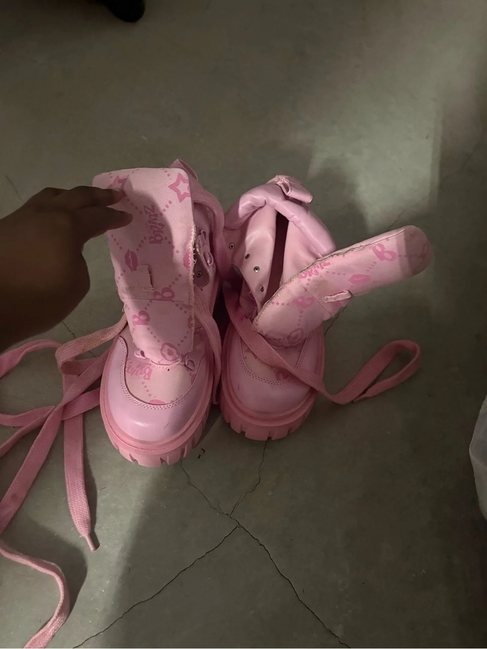 Dolls kill x powerpuff girls Pink Platform Lace-Up Boots